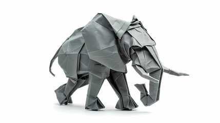 3D origami image of a asian elephant on a white background, very artistic fashion