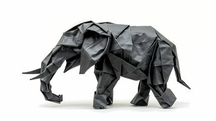 3D origami image of a asian elephant on a white background, very artistic fashion