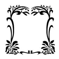 Frame,ornate,floral,swirls,tendrils,flowers vintage style, vector hand drawn ornamental border, greeting card, invitation isolated on white