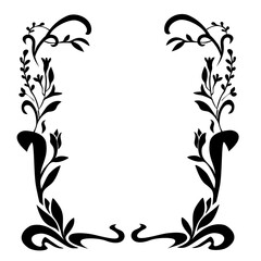 Frame,ornate,floral,swirls,tendrils,flowers vintage style, vector hand drawn ornamental border, greeting card, invitation isolated on white