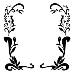 Frame,ornate,floral,swirls,tendrils,flowers vintage style, vector hand drawn ornamental border, greeting card, invitation isolated on white