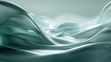 Fototapeta premium Abstract background with wavy green shapes flowing on surface