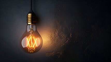 un fondo oscuro con un foco encendido iluminando las ideas y el conocimiento estrategias de pensamiento y creatividad concepto brillante