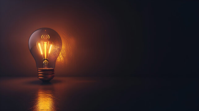 fondo negro oscuro con un foco encendido dando ideas y conocimiento estrategias de inteligencia inspiracion y exito soluciones de desarrollo brillantes con espacio para copiar