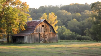 Rustic Barn in a Serene Countryside Setting