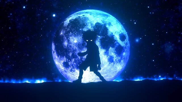 Anime wallpaper for PC, hunter, anime background, anime character against the background of the moon