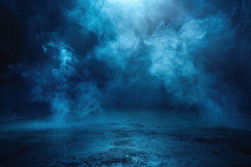 Moody ethereal smoky blue abstract background with swirling mist and textured surface, creating a mysterious and atmospheric effect.