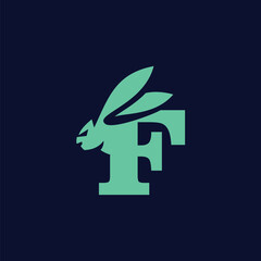Letter F Rabbit Logo Icon Vector Template