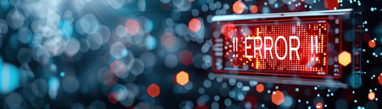Holographic alert message, virtual notification, neon warning, futuristic design