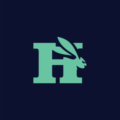 Letter H Rabbit Logo Icon Vector Template
