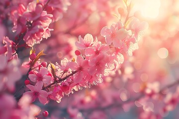Sunlit Cherry Blossoms in Full Bloom
