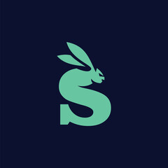 Letter S Rabbit Logo Icon Vector Template