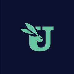 Letter U Rabbit Logo Icon Vector Template