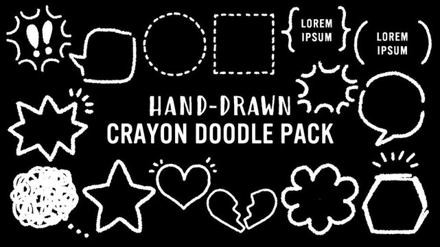 set of crayon doodles on alpha channel