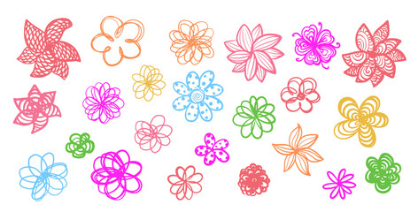 Flowers variety hand drawn doodle illustration set