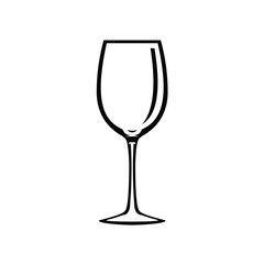 Wine glass monochrome vector art isolated
