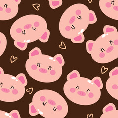 Seamless pattern with cute cartoon pink pigs, for fabric prints, textiles, gift wrapping paper. children's colorful vector, flat style