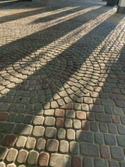 Fototapeta premium railing and pavement in recreation areas and near architectural buildings