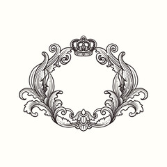 Vintage baroque frame in Victorian style. Vector illustration
