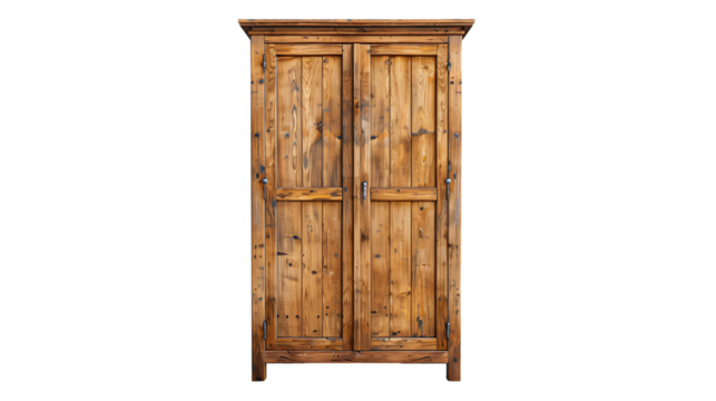 Wooden vintage cabinet isolated on transparent or white background 
  