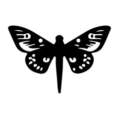 Bohemian Celestial butterfly tattoos, Silhouette Mystical occult symbols moth illustration.