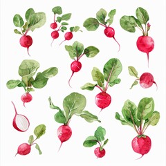 Set of Radish, white background