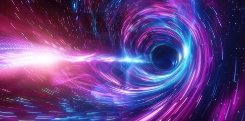 Fototapeta premium Abstract Swirling Blue and Purple Neon Light Rays in Space