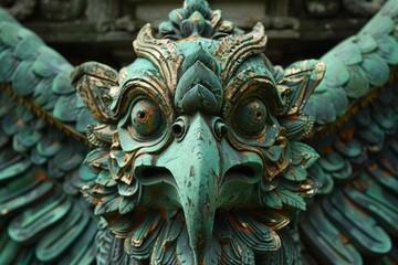 Fototapeta premium Close-up of a Carved Garuda Sculpture in Bali
