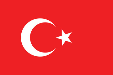 Flags of Turkey. Flat element design. National Flag. White isolated background	