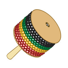 Brazilian musical instrument afoxe made of wood and beads. Isolated on transparent background.