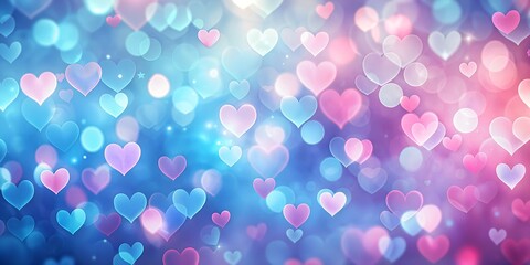 Pink and blue heart shaped and soft bokeh background AI Generative