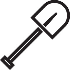 shovel farm farming agriculture garden icon black line arts vector template.