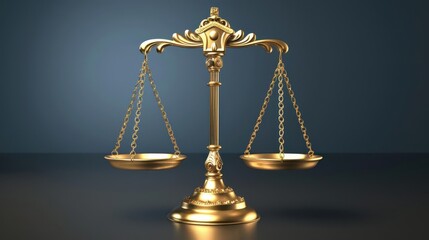 a 3D clip art illustration of gold scales of justice balancing business and Health Balance