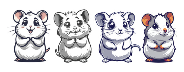 standing cute cartoon hamsters illustration vector ,generative ai