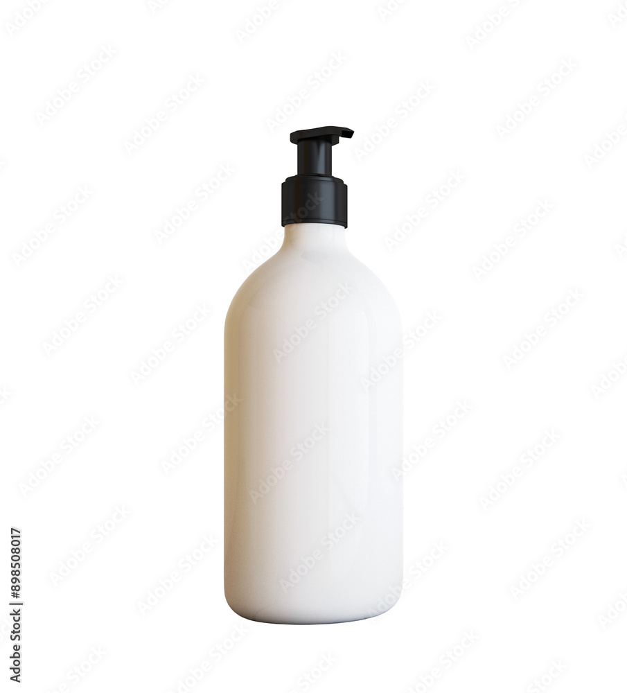 Poster a blank pump bottle is shown isolated on a clean white background. it is designed for use in brandin