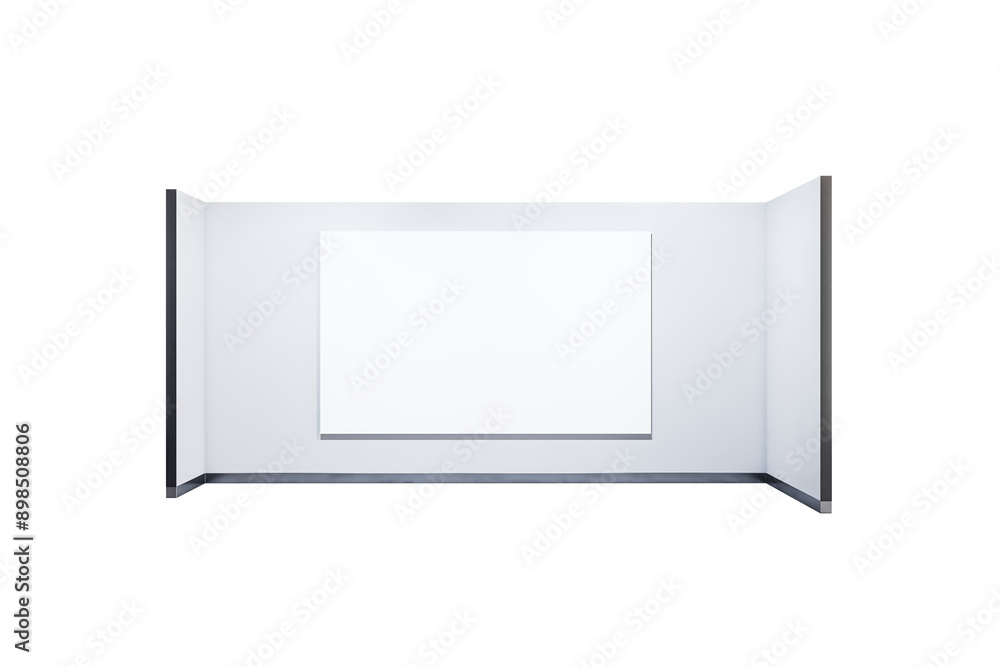 Poster image of an empty white billboard mounted on a plain wall with a clean, minimalist design. ideal for