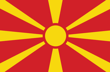 Flag of North Macedonia, vector illustration. Macedonian flag. 
