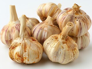 Obraz premium Fresh Garlic Clove on White Background for Culinary Concepts