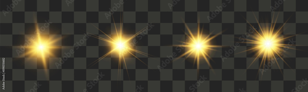 Poster set of bright beautiful stars.flash of light on the background.vector graphics.