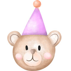 christmas teddy bear , bear wearing a party hat.