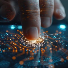 a close up of a finger touching the fingerprint 
