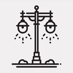 Street Lamp Thin line silhouette vector on white background