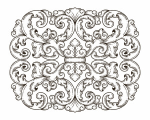 Isolated ornamental design. Ornamental elements for your designs. Black and white colors. Floral carving decoration for postcards, invitations, social media or wedding.