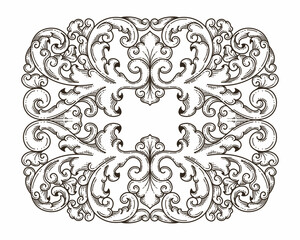 Isolated ornamental design. Ornamental elements for your designs. Black and white colors. Floral carving decoration for postcards, invitations, social media or wedding.