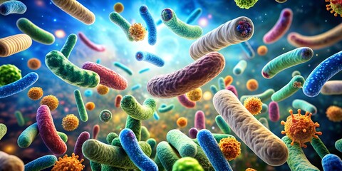 Fototapeta premium overview of beneficial gut bacteria and microorganisms Creative AI