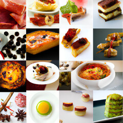 Une variété alléchante de plats gastronomiques présentés de manière artistique et créative. Chaque image capture l'essence de la haute cuisine avec des ingrédients frais