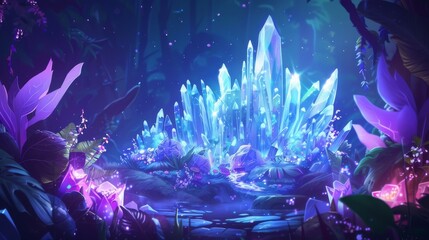Fototapeta premium Crystal Grotto in a Magical Forest.