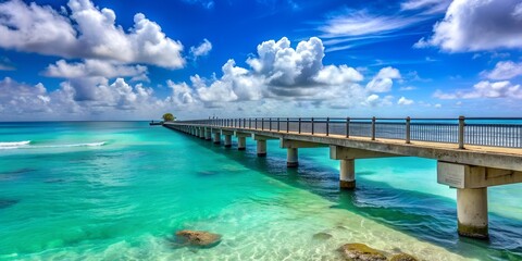 A bridge or pier over the ocean in Barbados on a summer day  Generative AI