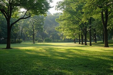 Obraz premium Urban Green Spaces Under Threat: City Parks with Visible Air Pollution