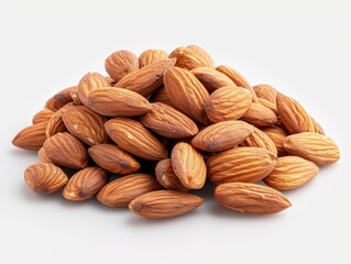 Fototapeta premium Nutty Goodness - Handful of Almonds on White Background